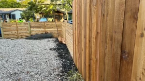 Horizontal wood fence with modern aesthetic