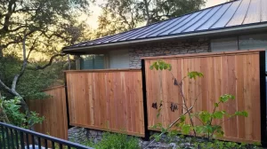 Newly installed privacy fence offering seclusion