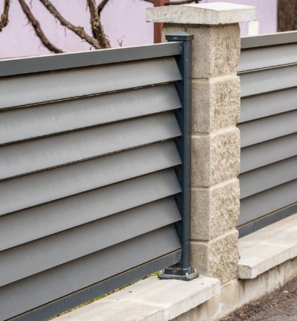 gray aluminum panel fence